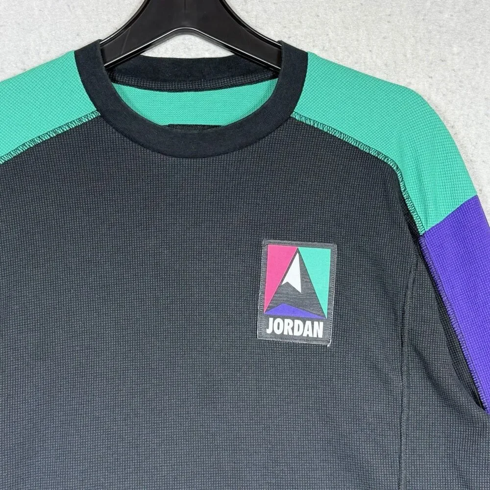 Jordan Mountainside Thermal Shirt Men's Medium Black Green Purple Waffle Knit